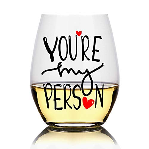 Female Girls Perfect for Birthday Christmas Her Stemless Wine Glass with Funny Sayings 17oz for Women Coworkers Friends Funny Wine Glass 